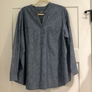 J Jill women’s 2x long sleeve chambray shirt denim color